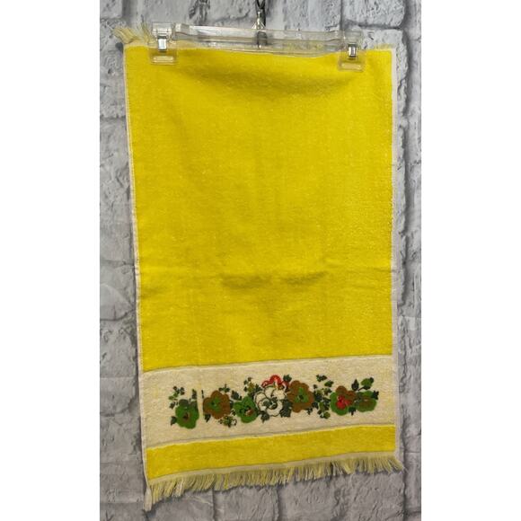 NEW Vintage Hand Towels Yellow Multi USA 70’s - Picture 3 of 6